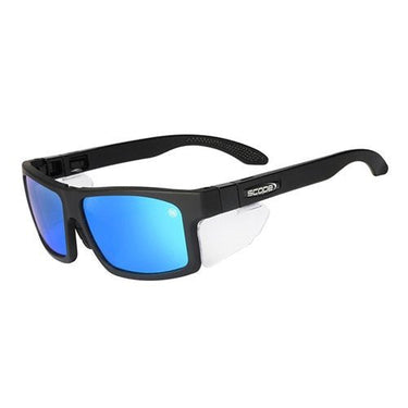 Safety Glasses - Cross Fit Frozen Blk Frame Sky Blue Mirror Lens/Inc Spare X - Fit Temples - Kiwi Workgear